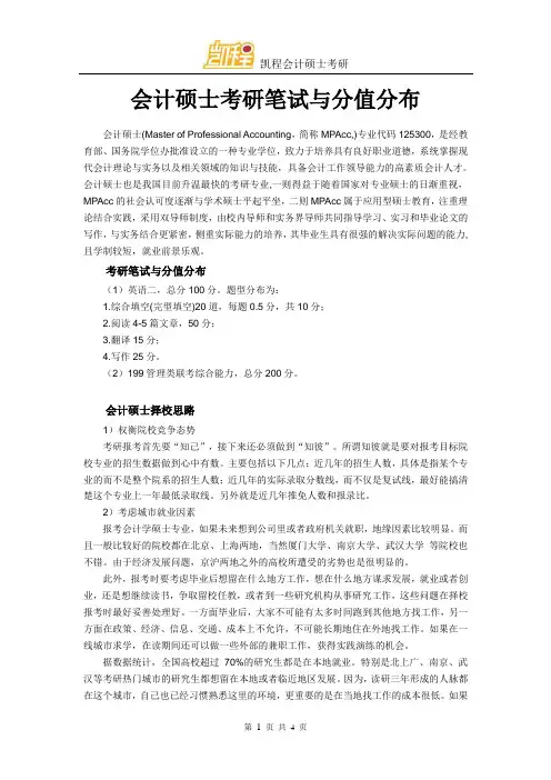 会计硕士考研笔试与分值分布