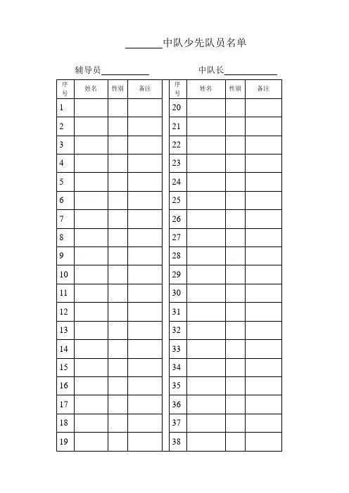 中队少先队员名单