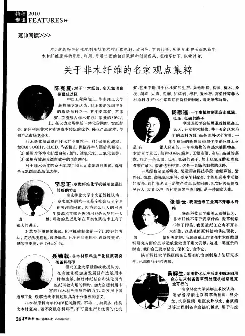 关于非木纤维的名家观点集粹