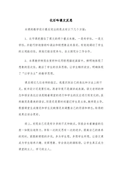 化石吟课文反思（2篇）