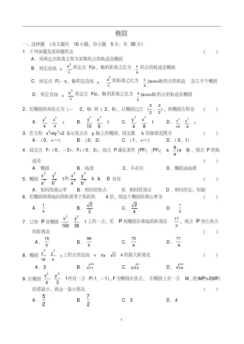 椭圆的简单性质练习题及答案