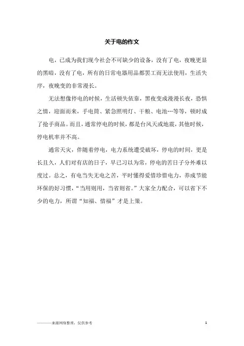 关于电的作文_小学生作文