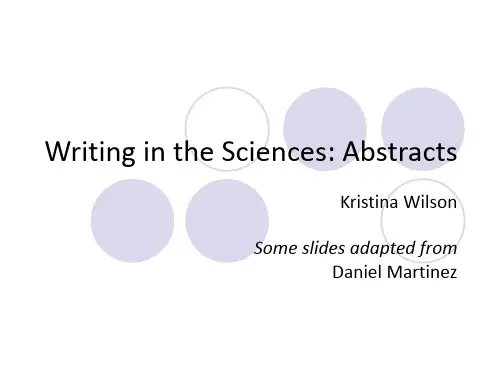 PowerPoint Presentation - Writing in the Sciences AbstractsPowerPoint演示文稿在科学文摘的写作