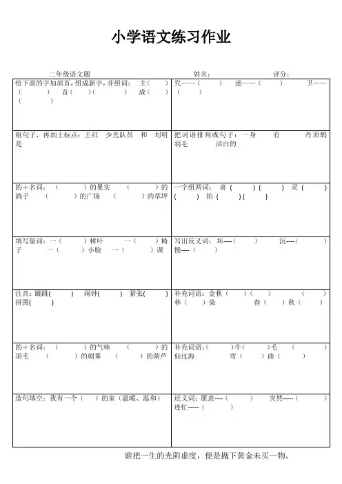小学二年级语文精题选做VIII (89)