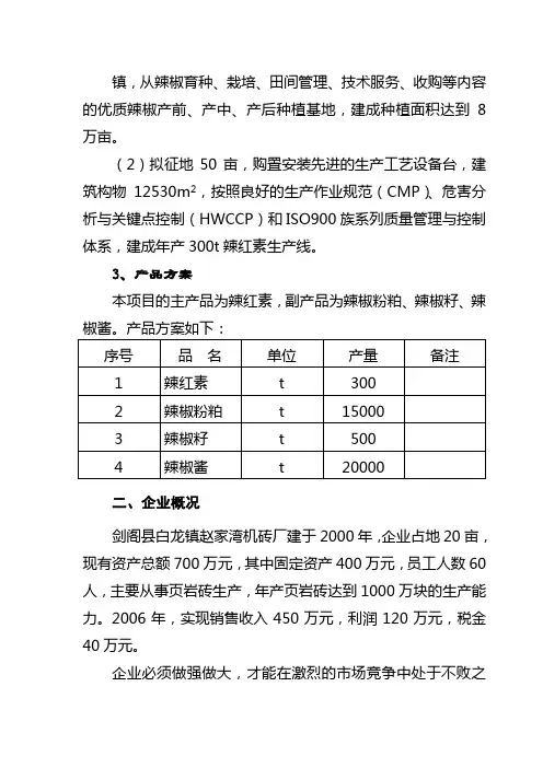 红素生产线项目可研报告
