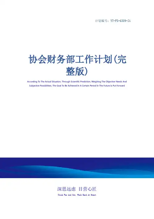 协会财务部工作计划(完整版)