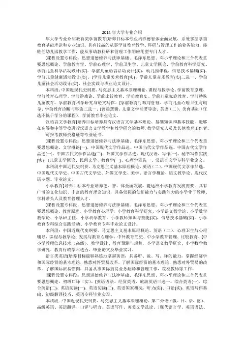 2014年大学专业介绍