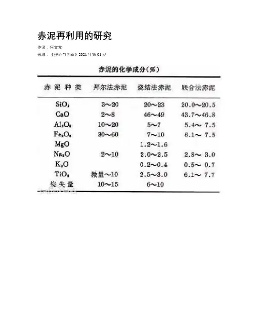 赤泥再利用的研究