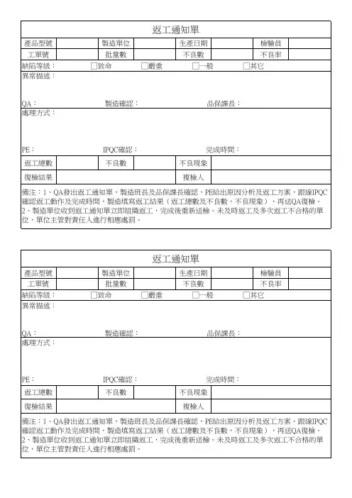 返工通知单