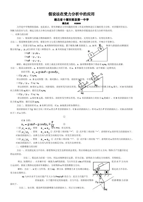 假设法在受力分析中的应用