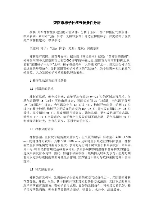 荥阳市柿子种植气候条件分析