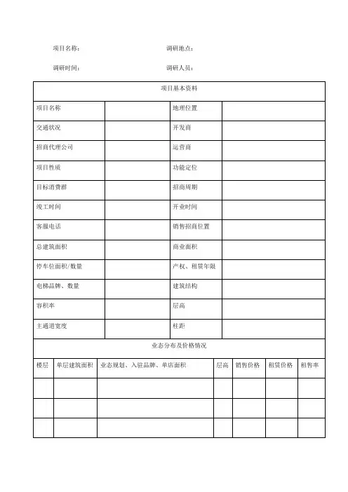 市场调研表格