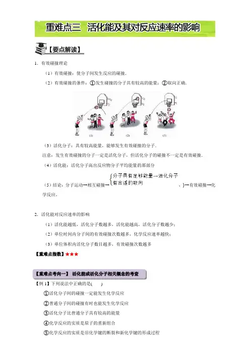 高二化学 第二章 化学反应速率与化学平衡(人教版选修4)：重难点三 活化能及其对反应速率的影响