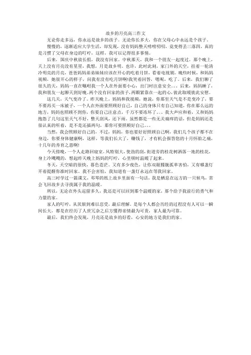 故乡的月亮高三作文