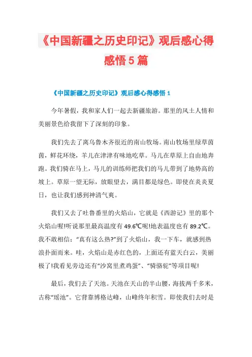 《中国新疆之历史印记》观后感心得感悟5篇