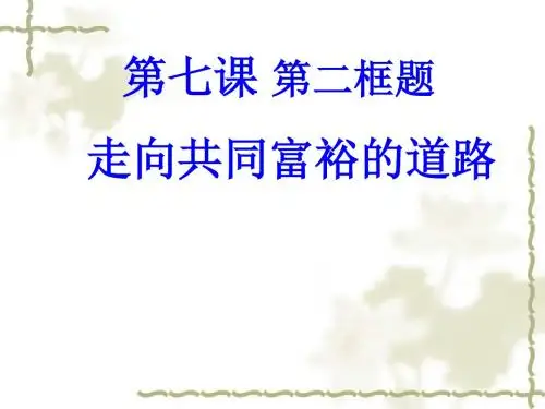 九年级全一册第七课第二框走共同富裕的道路 17张PPT