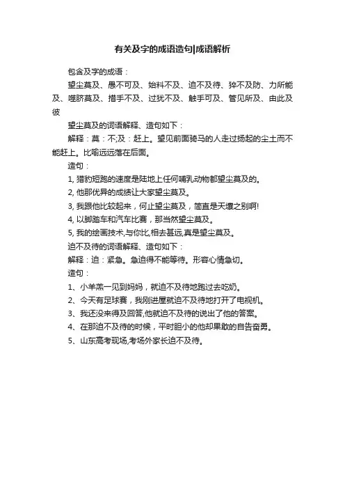 有关及字的成语造句成语解析