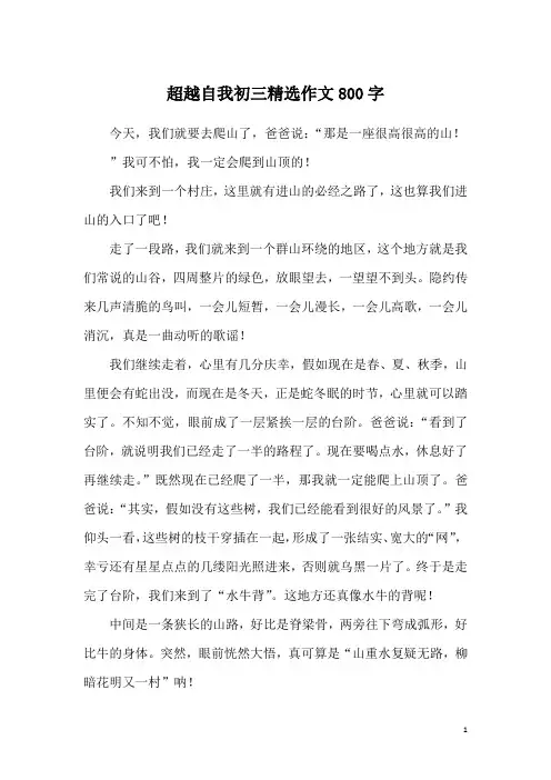 超越自我初三精选作文800字