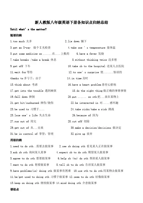 新人教版初二英语下册知识点归纳