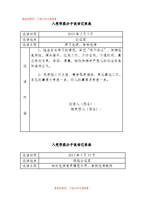 入党积极分子谈话记录表(完整资料).doc