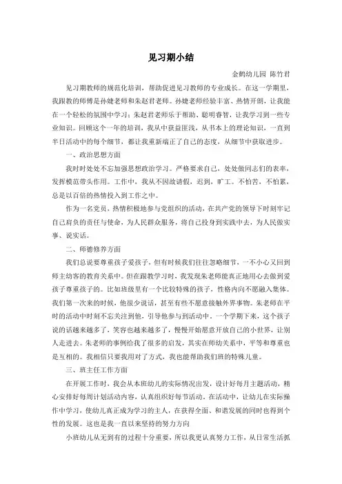 见习期教师培训小结