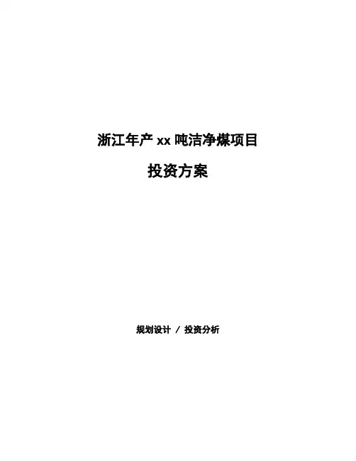 浙江年产xx吨洁净煤项目投资方案