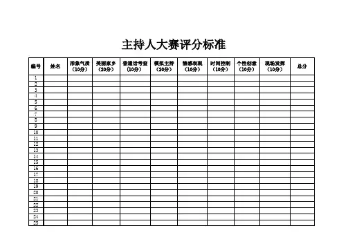 校园主持人大赛评分表