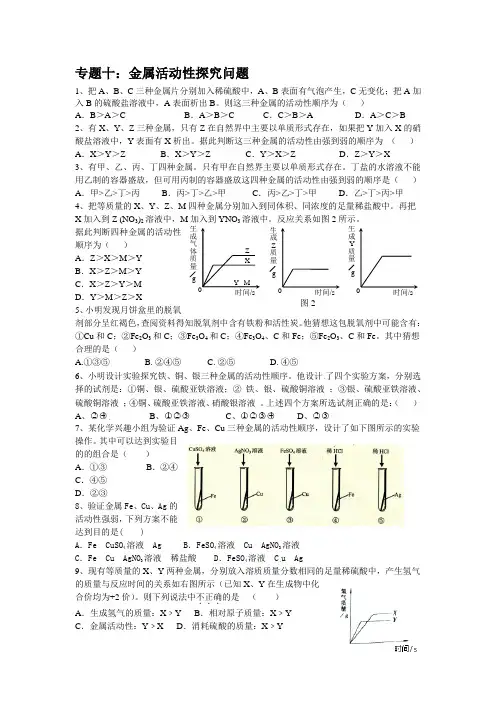 专题十：金属活动性探究问题