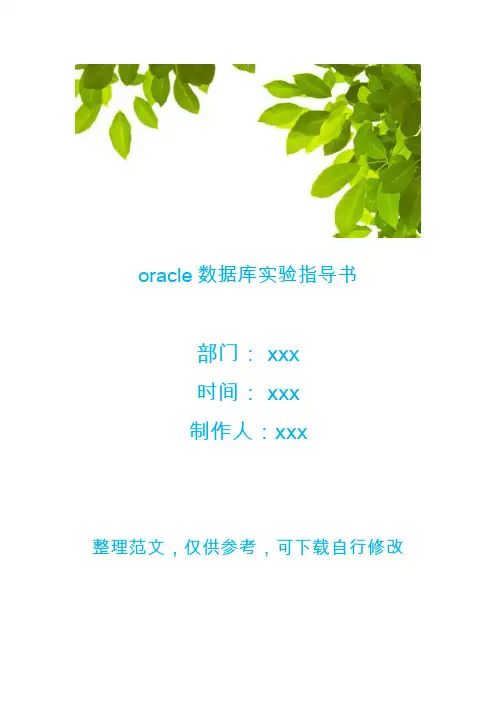 oracle数据库实验指导书