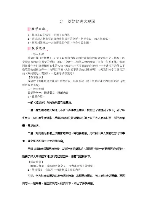 《刘姥姥进大观园》教案设计
