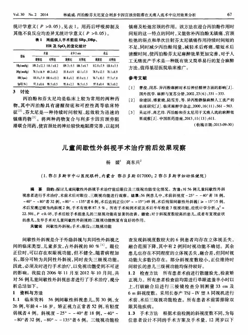 儿童间歇性外斜视手术治疗前后效果观察