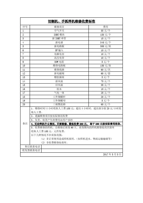 切割机收费标准