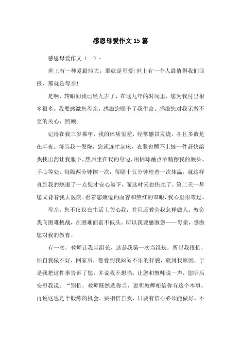 感恩母爱作文15篇
