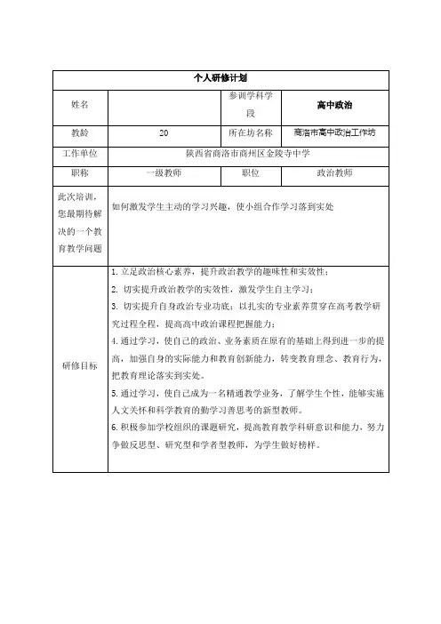 个人研修计划