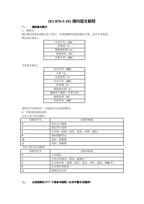 101规约报文解释解析