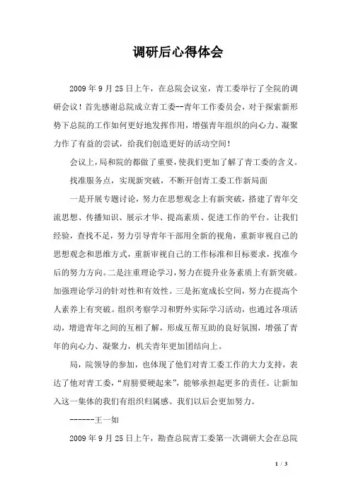 调研后心得体会