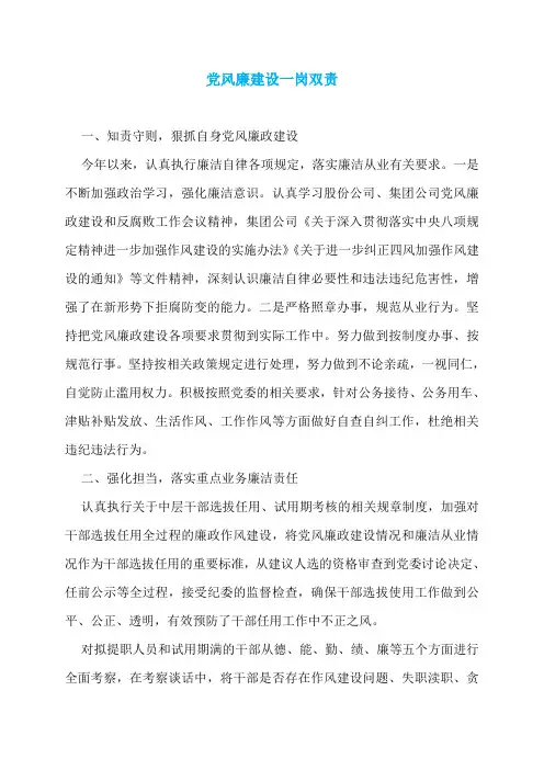 党风廉建设一岗双责