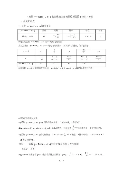 2020届高三文理科数学一轮复习《函数y=Asin(ωx+φ)的图象及三角函数模型的简单应用》专题汇编(教师版).pdf