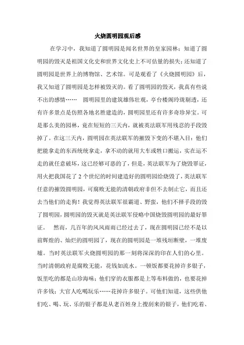 火烧圆明园观后感 2