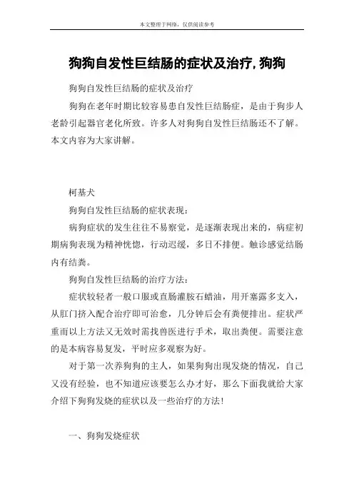狗狗自发性巨结肠的症状及治疗,狗狗