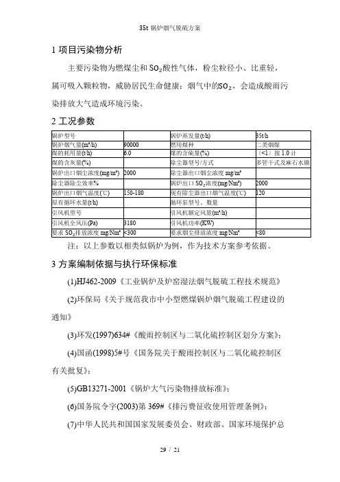 35t锅炉烟气脱硫方案