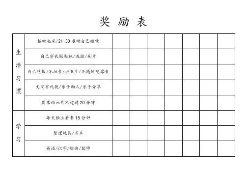 好习惯幼儿园奖励表(完美排版直接打印)