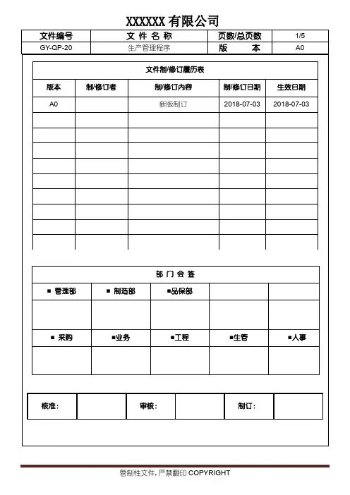 生产管理程序
