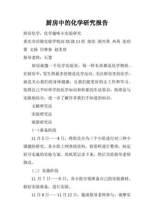 厨房中的化学研究报告
