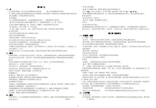 新人教版物理八年级下册知识点汇总