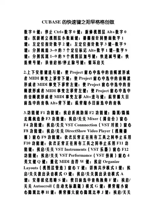 cubase快捷键