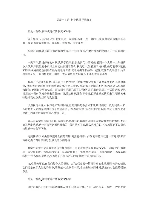 初中作文：那是一首诗_初中优秀抒情散文
