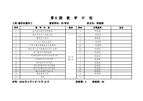 锚杆操作工教学计划