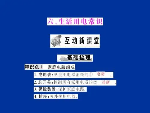 新人教版物理八年级下册第8章第6节生活用电常识