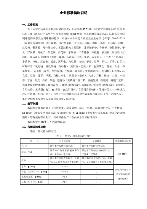 企业标准编制说明 2